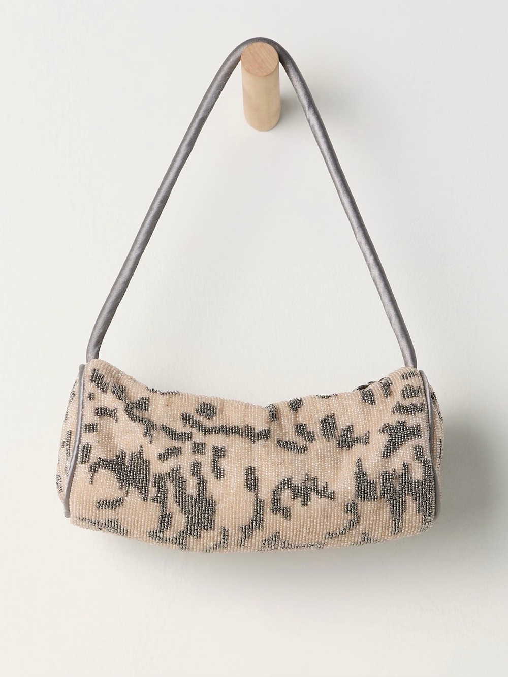 NWT Free People Bailey Beaded Barrel Bag | Cream/White